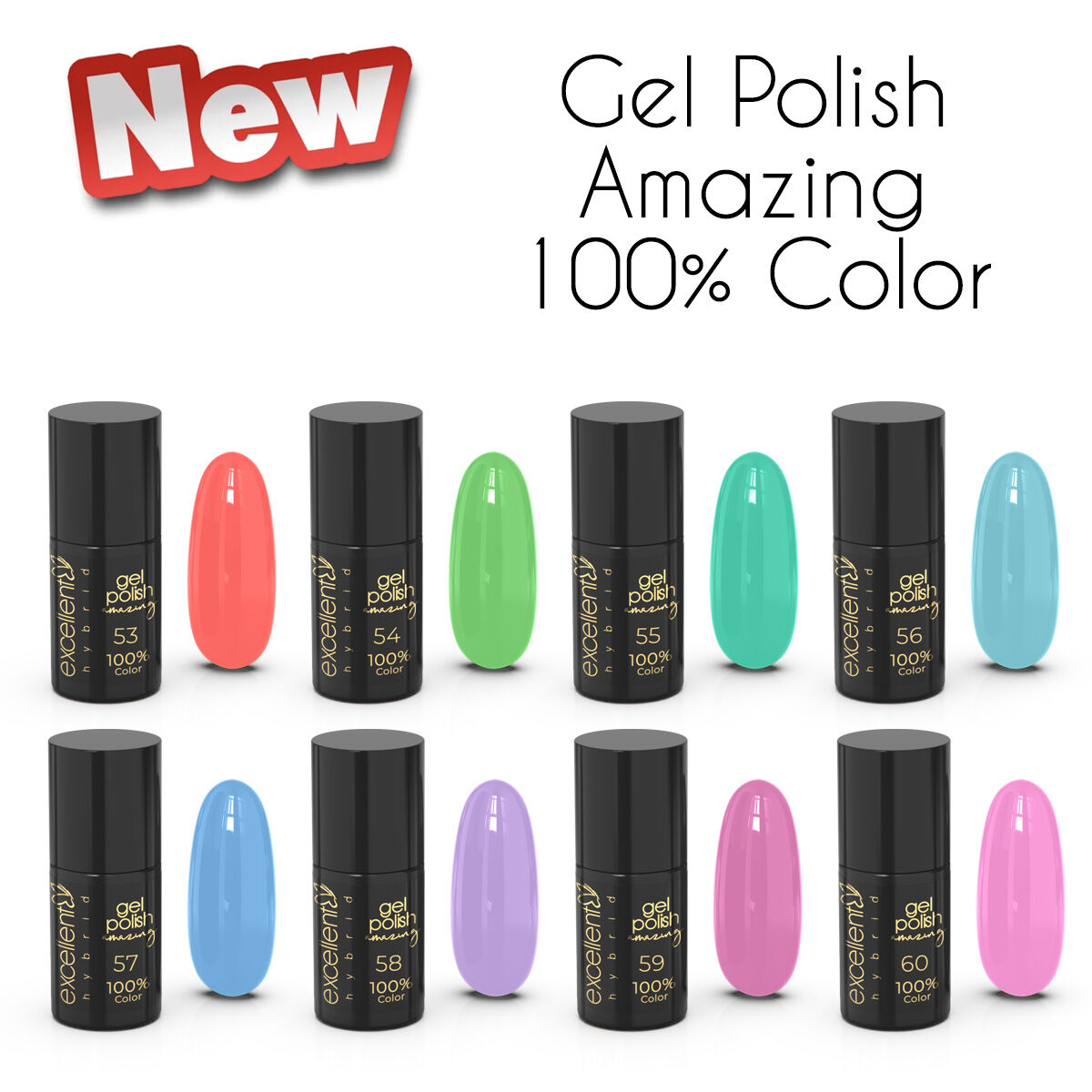 Gel Polish 100% Color Nowe Kolory 53-60
